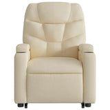 Electric Stand up Massage Recliner Chair Cream Fabric - Rear View
