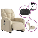 Electric Stand up Massage Recliner Chair Cream Fabric - Extra Image