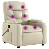 Massage Recliner Chair Cream Faux Leather - Front View