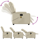 Massage Recliner Chair Cream Faux Leather - 45-Degree Angle