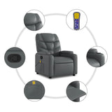 Massage Recliner Chair Grey Faux Leather - Rear View