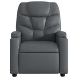 Massage Recliner Chair Grey Faux Leather - Close-Up Angle