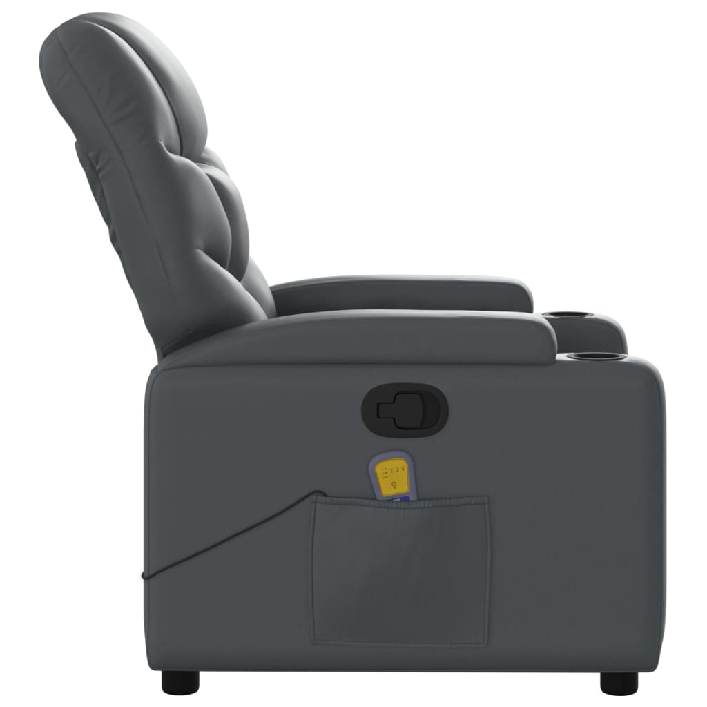 Massage Recliner Chair Grey Faux Leather