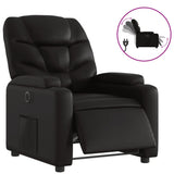 Electric Recliner Chair Black Faux Leather - Front View