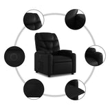 Electric Recliner Chair Black Faux Leather - Close-Up Angle