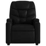 Electric Recliner Chair Black Faux Leather - Low Angle