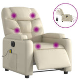 Electric Massage Recliner Chair Cream Faux Leather - Front View