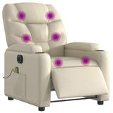 Electric Massage Recliner Chair Cream Faux Leather