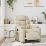 Electric Massage Recliner Chair Cream Faux Leather - Top-Down View