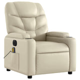 Electric Massage Recliner Chair Cream Faux Leather