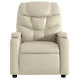 Electric Massage Recliner Chair Cream Faux Leather - Rear View