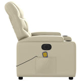 Electric Massage Recliner Chair Cream Faux Leather - Close-Up Angle