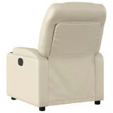 Electric Massage Recliner Chair Cream Faux Leather - Low Angle