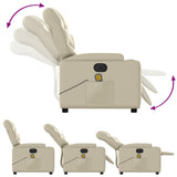 Electric Massage Recliner Chair Cream Faux Leather