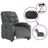 Electric Massage Recliner Chair Grey Faux Leather - Rear View