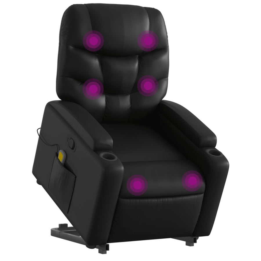 Stand up Massage Recliner Chair Black Faux Leather