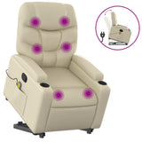 Stand up Massage Recliner Chair Cream Faux Leather - Front View