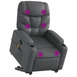 Stand up Massage Recliner Chair Grey Faux Leather