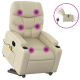 Electric Stand up Massage Recliner Chair Cream Faux Leather - Front View