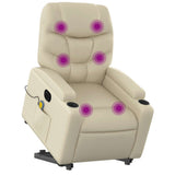 Electric Stand up Massage Recliner Chair Cream Faux Leather