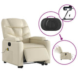 Electric Stand up Massage Recliner Chair Cream Faux Leather - Rear View