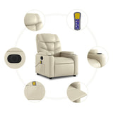 Electric Stand up Massage Recliner Chair Cream Faux Leather