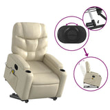 Electric Stand up Massage Recliner Chair Cream Faux Leather - Extra Image