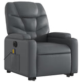 Electric Stand up Massage Recliner Chair Grey Faux Leather - 45-Degree Angle