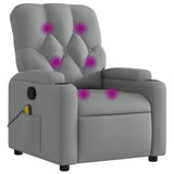 Massage Recliner Chair Light Grey Fabric - Front View