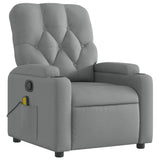 Massage Recliner Chair Light Grey Fabric - Side View