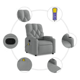 Massage Recliner Chair Light Grey Fabric - Rear View