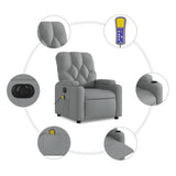 Electric Massage Recliner Chair Light Grey Fabric - Close-Up Angle
