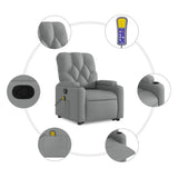 Stand up Massage Recliner Chair Light Grey Fabric