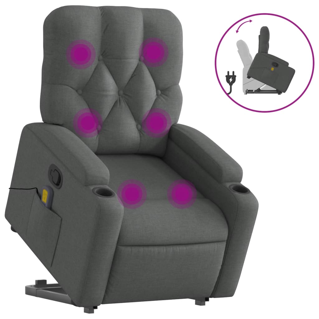 Stand up Massage Recliner Chair Dark Grey Fabric