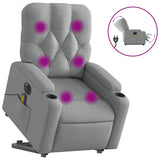 Electric Stand up Massage Recliner Chair Light Grey Fabric - Front View
