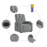 Electric Stand up Massage Recliner Chair Light Grey Fabric