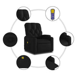 Massage Recliner Chair Black Faux Leather - Rear View