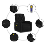 Electric Massage Recliner Chair Black Faux Leather - Low Angle