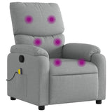 Massage Recliner Chair Light Grey Fabric - Front View