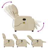 Massage Recliner Chair Cream Fabric - 45-Degree Angle