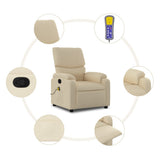 Massage Recliner Chair Cream Fabric - Rear View