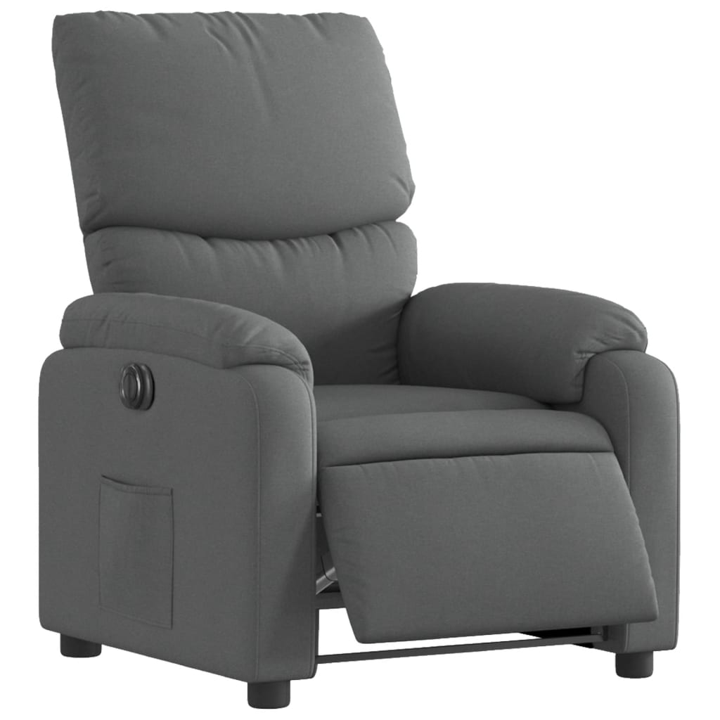 Electric Recliner Chair Dark Grey Fabric