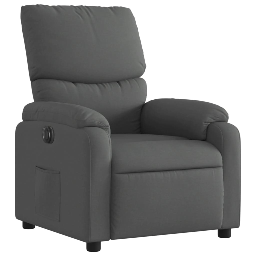 Electric Recliner Chair Dark Grey Fabric