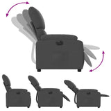 Electric Recliner Chair Dark Grey Fabric - Close-Up Angle
