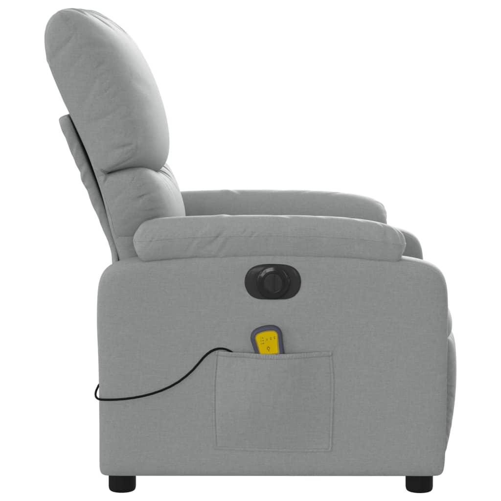 Electric Massage Recliner Chair Light Grey Fabric