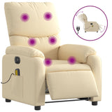 Electric Massage Recliner Chair Cream Fabric - Front View