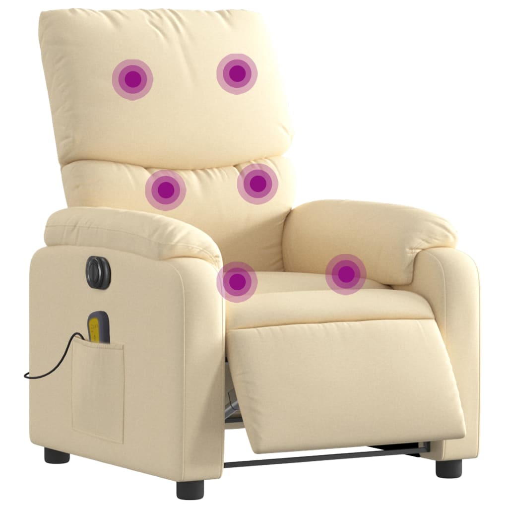 Electric Massage Recliner Chair Cream Fabric