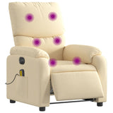 Electric Massage Recliner Chair Cream Fabric - Side View