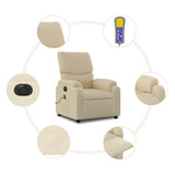 Electric Massage Recliner Chair Cream Fabric - Low Angle