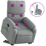 Stand up Massage Recliner Chair Light Grey Fabric - Front View
